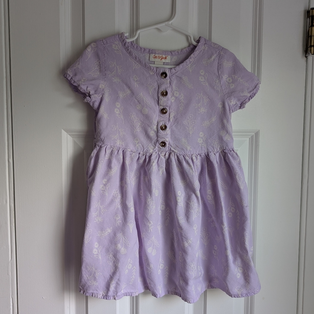 Cat & Jack Girls Lavender Floral Dress Size 4T